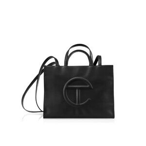 Black leather medium shopping Telfar slightly used with duster bag.